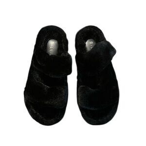 Billini Whistler Faux Fur Black Slippers Size 7